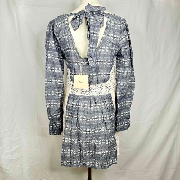 Ryu Anthropologie Peasant Dress Lace Detail Spring Cottagecore Tie Back Medium - Picture 4 of 15